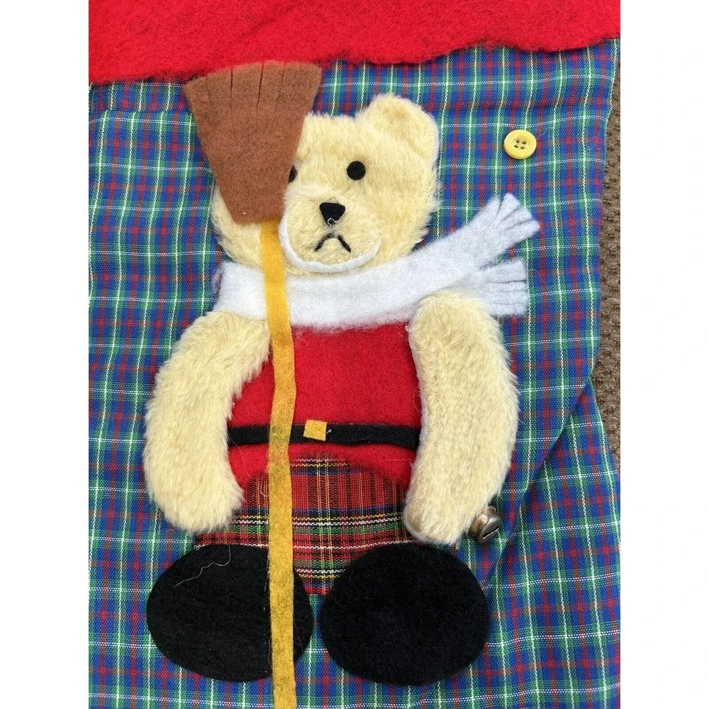 Christmas Holiday Stockings teddy bears Blue Red‎ Applique Felt Decor 3D